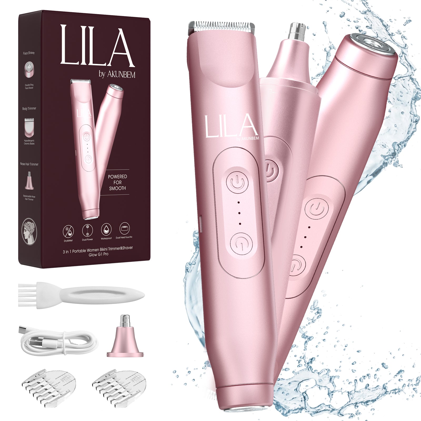 Glow G1 Pro 3 in 1 Portable Women Bikini Trimmer&Shaver